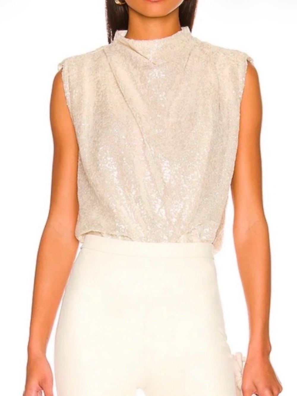 Amanda Uprichard Fabienne Champagne Sequence Top, size XS
